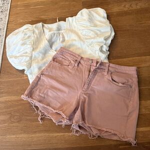 Pink high waisted Frayed Shorts